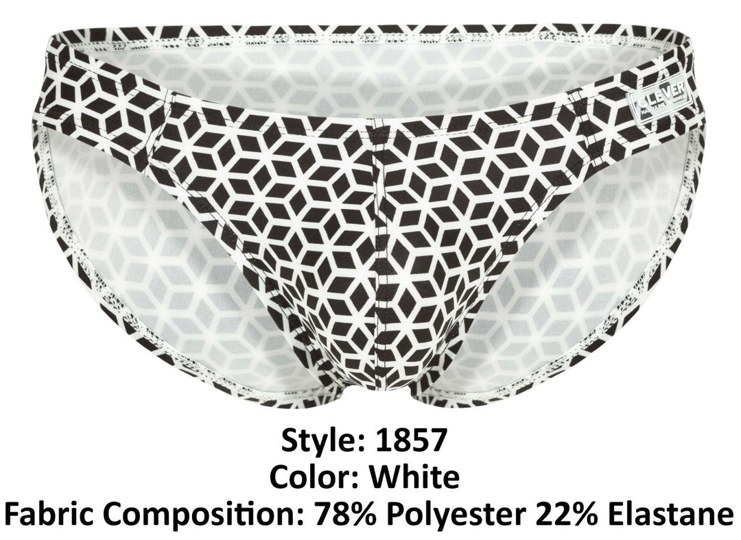 Clever Moda Cuadricula Men's Bikini Brief in White – men's briefs