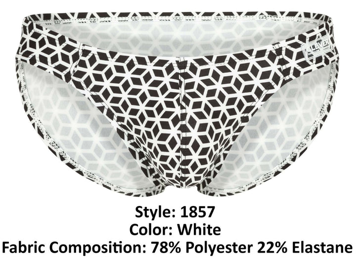 Clever Moda Cuadricula Men's Bikini Brief in White – men's briefs