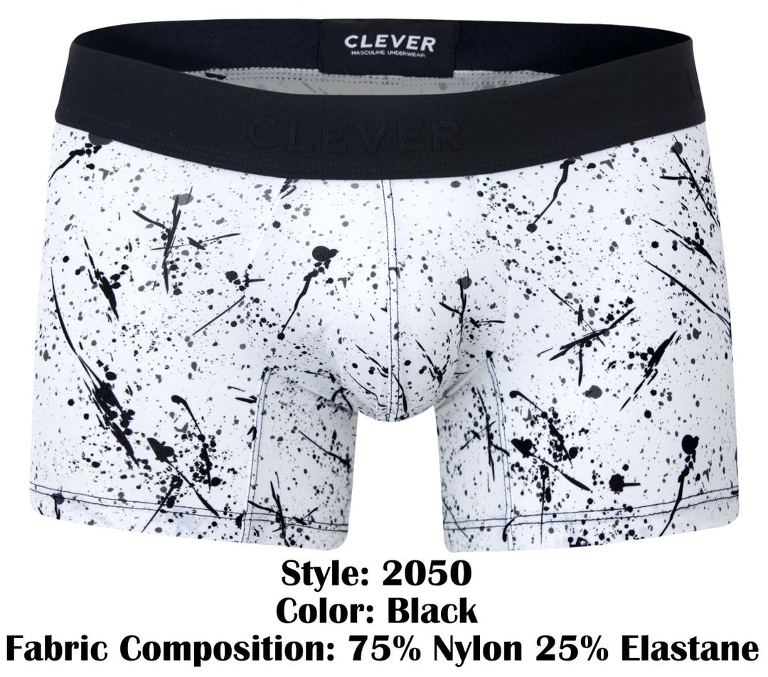 Clever Moda Brochazos Men's Trunk Underwear in Black – men's trunks