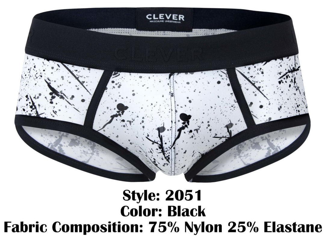 Clever Moda Brochazos Men's Bikini Brief in Black – men's briefs