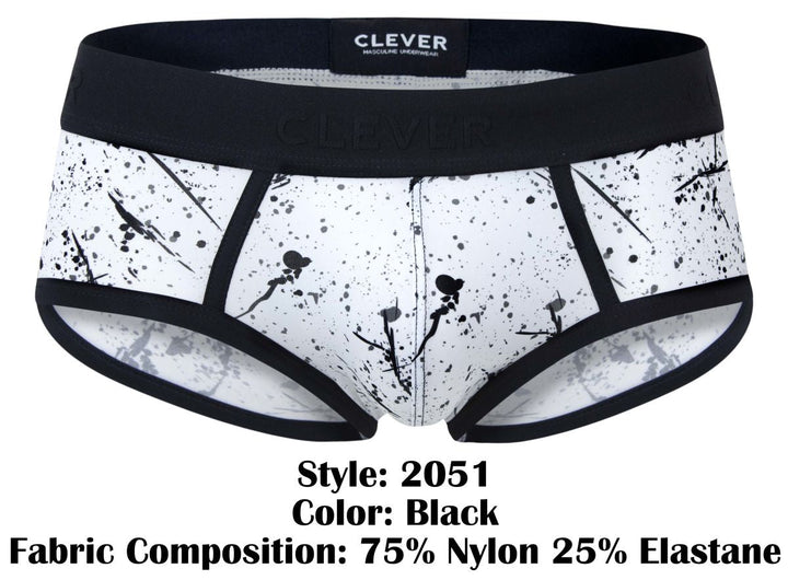 Clever Moda Brochazos Men's Bikini Brief in Black – men's briefs