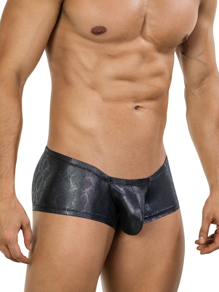 Clever Moda Atlas in Sleek Black Metallic Men's Trunk Underwear in Multi – men's trunks