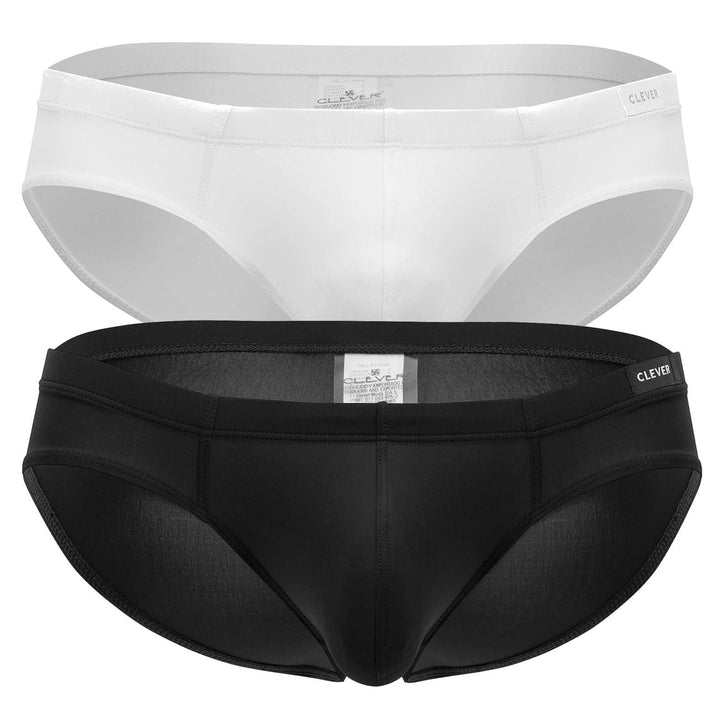 Clever Moda 519940 2PK Australian Briefs in Black/White – men's briefs