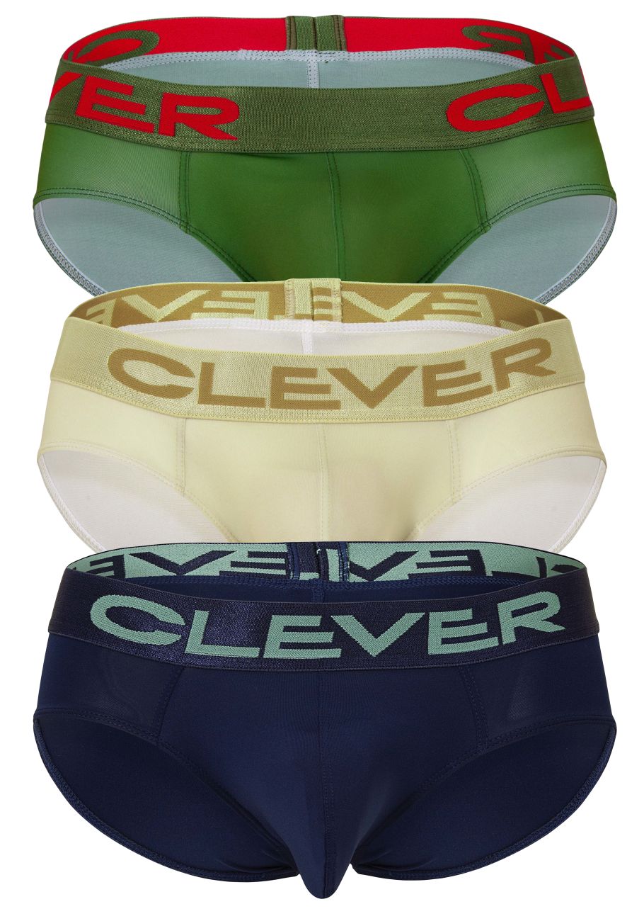 Clever Moda 519968 3PK Australian Latin Briefs in Beige/Blue/Green – men's briefs