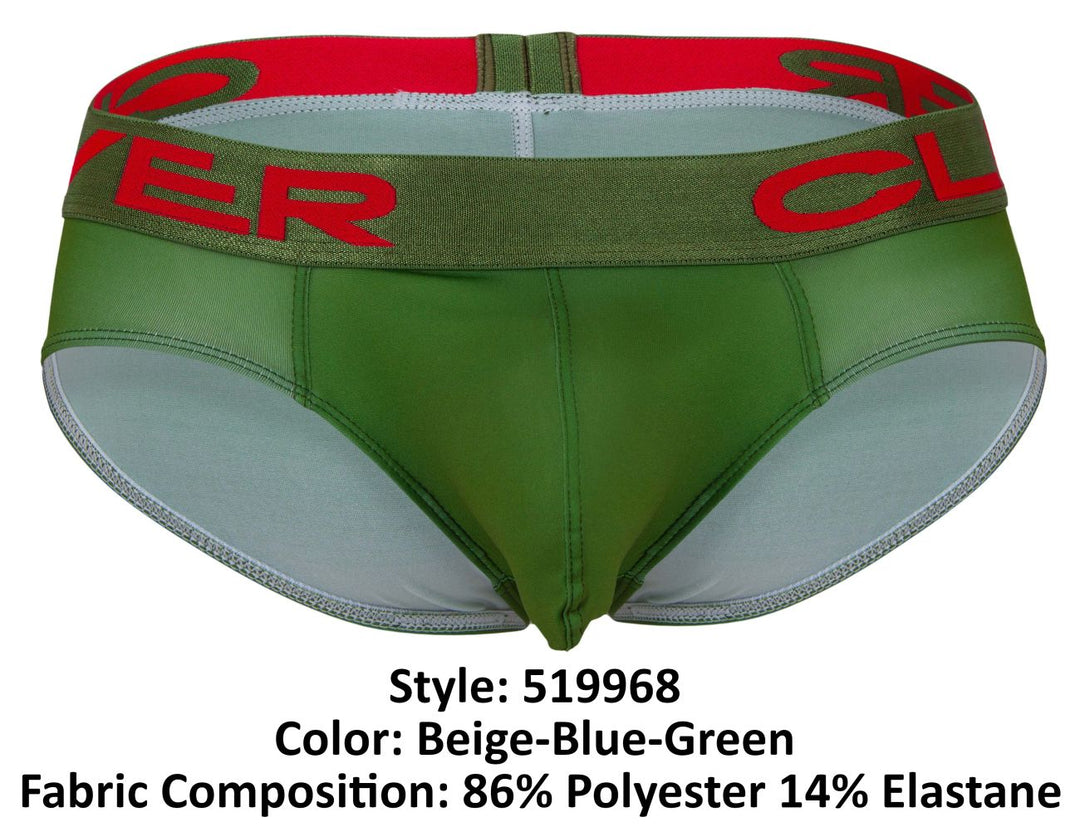 Clever Moda 519968 3PK Australian Latin Briefs in Beige/Blue/Green – men's briefs