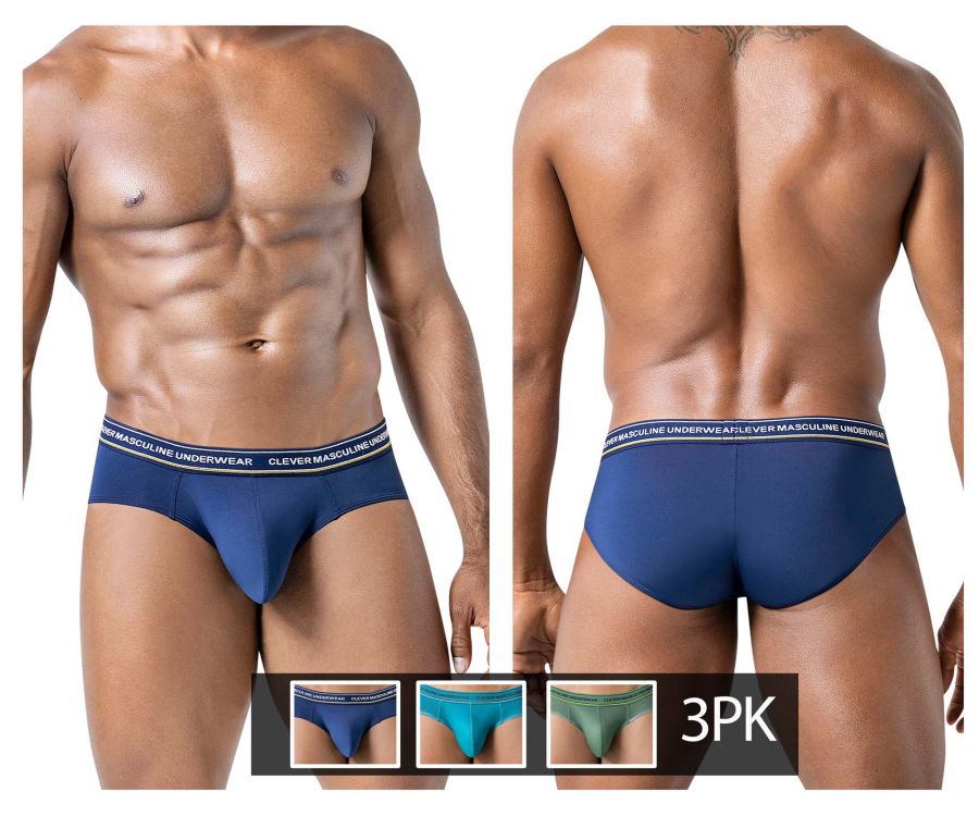 Clever Moda 519969 3PK Australian Latin Briefs in Blue/Petrol/Green – men's briefs
