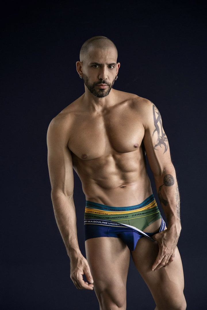Clever Moda 519969 3PK Australian Latin Briefs in Blue/Petrol/Green – men's briefs