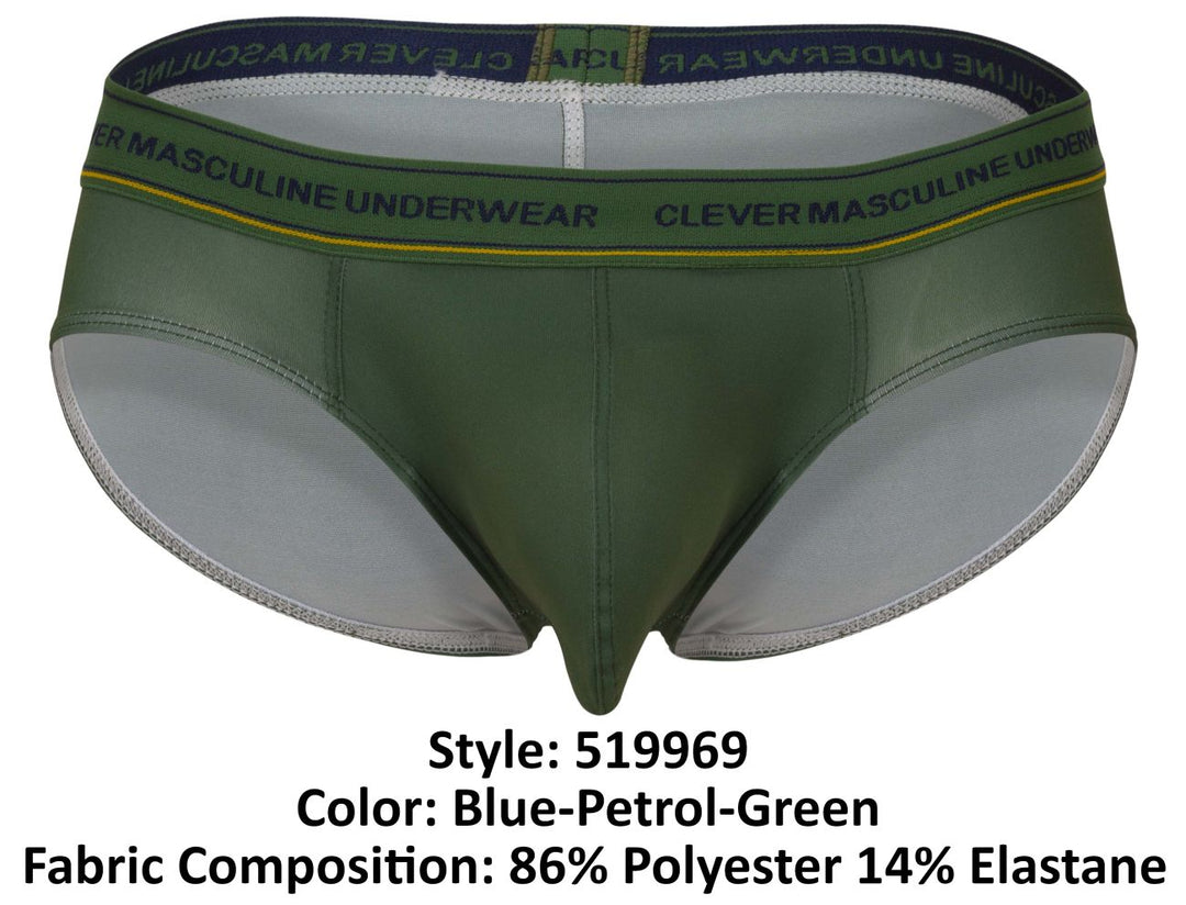 Clever Moda 519969 3PK Australian Latin Briefs in Blue/Petrol/Green – men's briefs