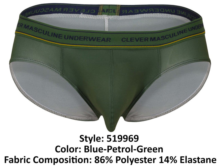 Clever Moda 519969 3PK Australian Latin Briefs in Blue/Petrol/Green – men's briefs