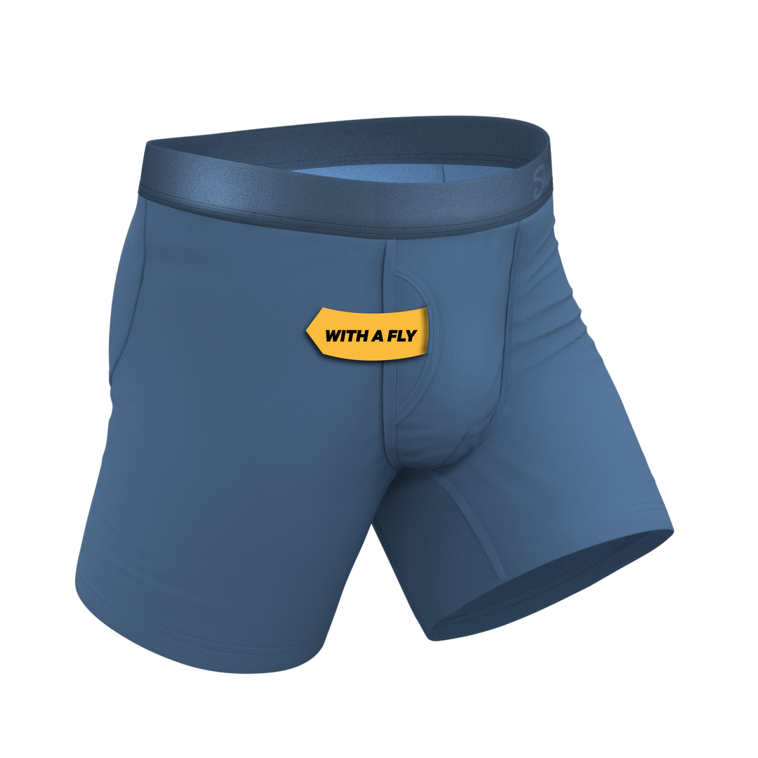 Shinesty "Cool Cobalt" Slate Blue Ball Hammock® Pouch Underwear Boxer Briefs w/ Fly