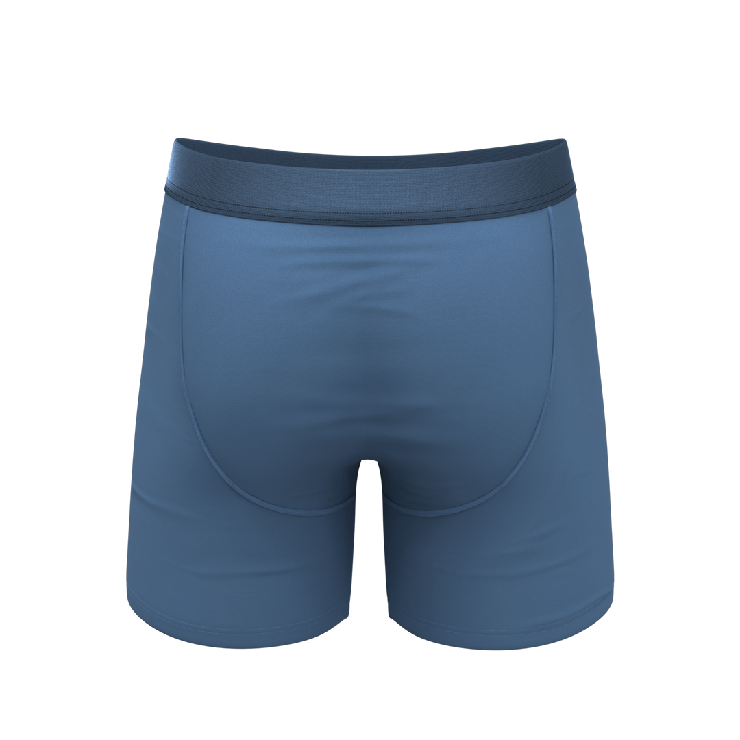 Shinesty "Cool Cobalt" Slate Blue Ball Hammock® Pouch Underwear Boxer Briefs w/ Fly