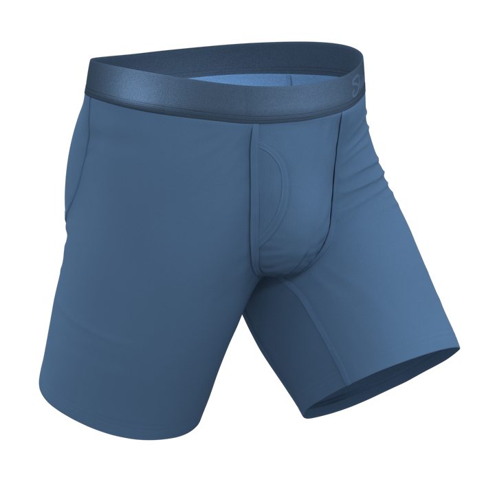 Shinesty "Cool Cobalt" Slate Blue Long Leg Ball Hammock® Pouch Underwear w/ Fly