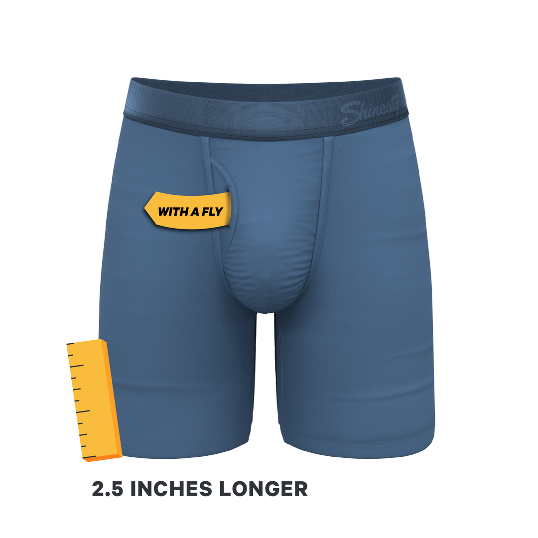 Shinesty "Cool Cobalt" Slate Blue Long Leg Ball Hammock® Pouch Underwear w/ Fly