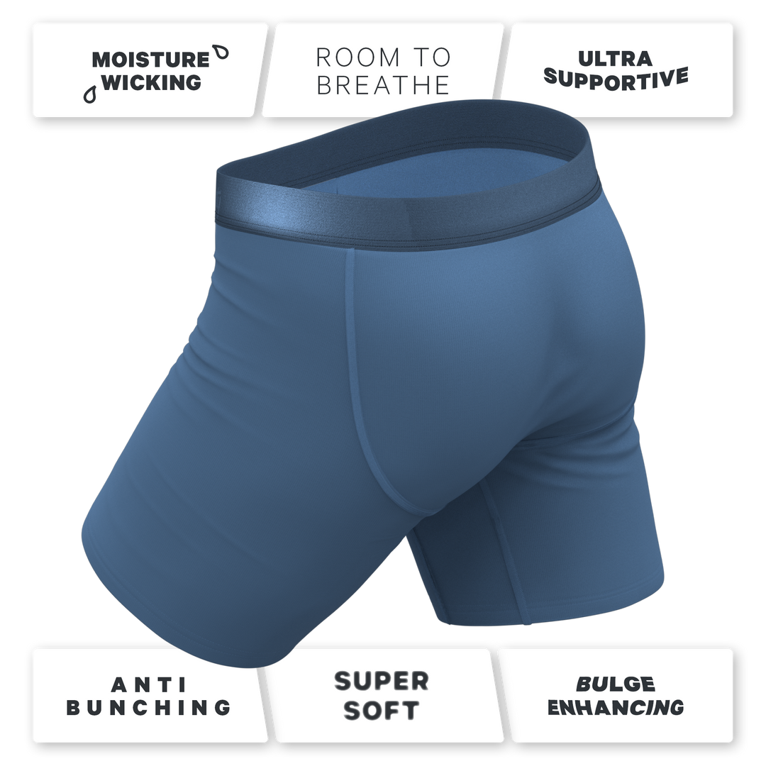 Shinesty "Cool Cobalt" Slate Blue Long Leg Ball Hammock® Pouch Underwear w/ Fly