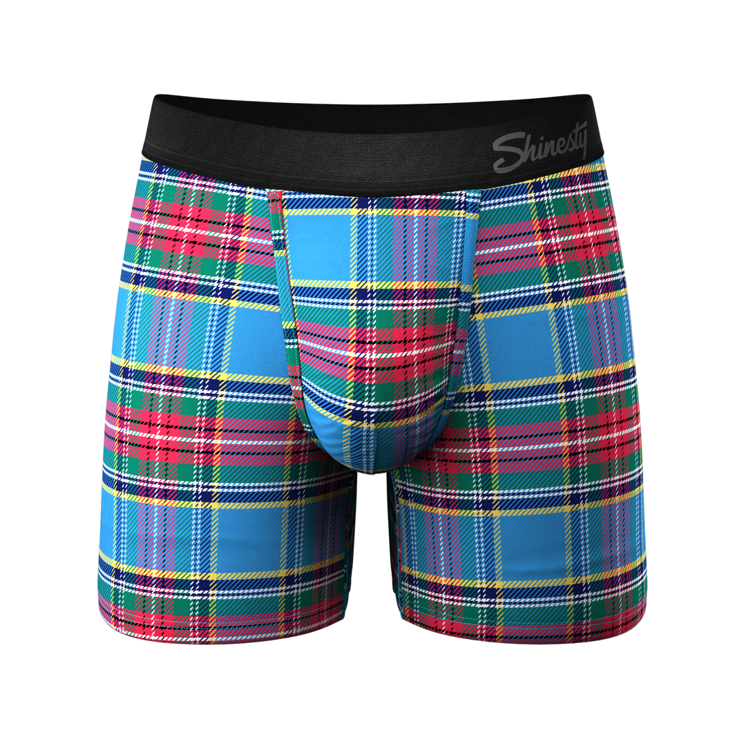 Shinesty The Crisscross Applesauce plaid Ball Hammock pouch underwear – men's bold plaid boxer briefs