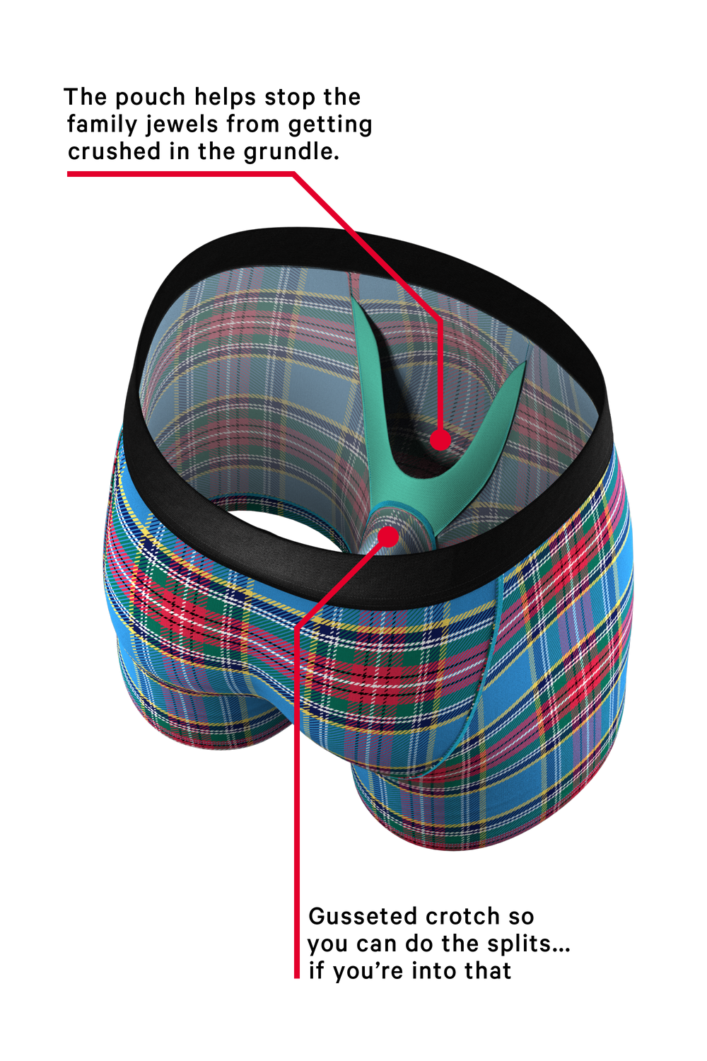 Shinesty The Crisscross Applesauce plaid Ball Hammock pouch underwear – men's bold plaid boxer briefs