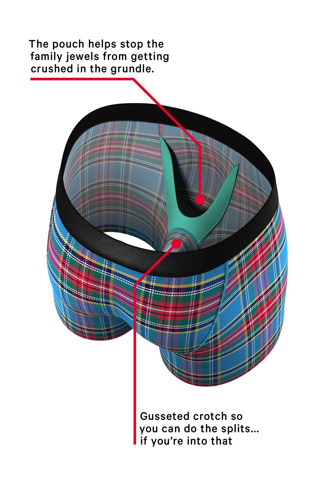 Shinesty The Crisscross Applesauce plaid Ball Hammock pouch underwear – men's bold plaid boxer briefs