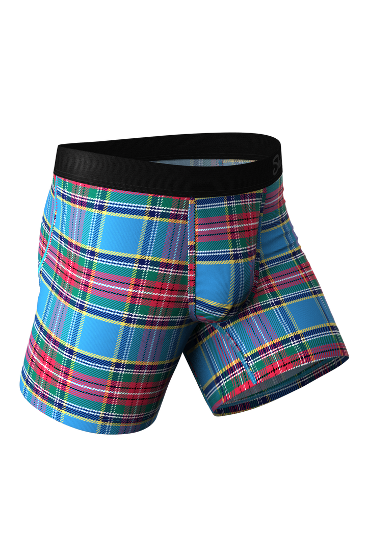 Shinesty The Crisscross Applesauce plaid Ball Hammock pouch underwear – men's bold plaid boxer briefs
