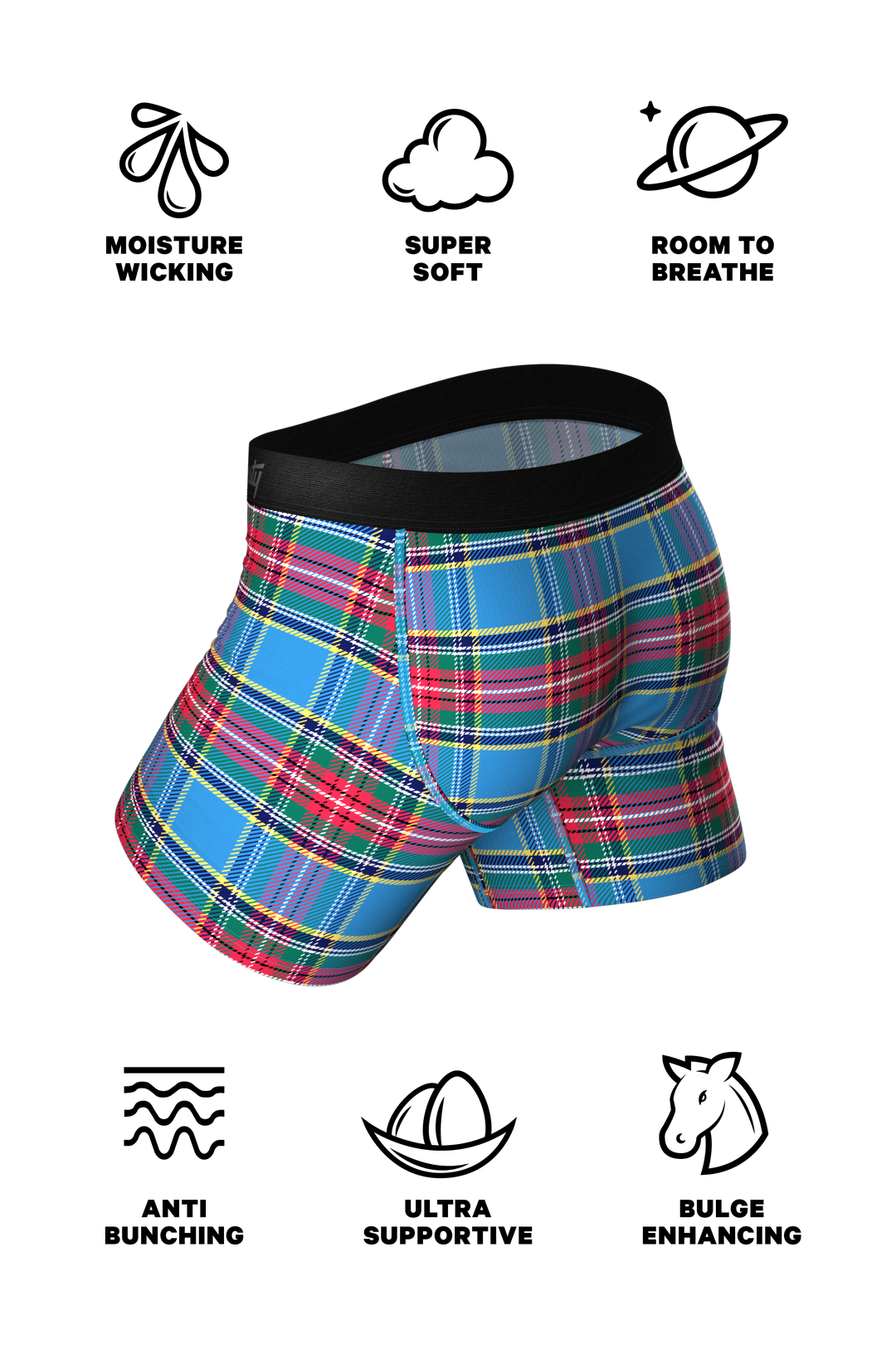 Shinesty The Crisscross Applesauce plaid Ball Hammock pouch underwear – men's bold plaid boxer briefs