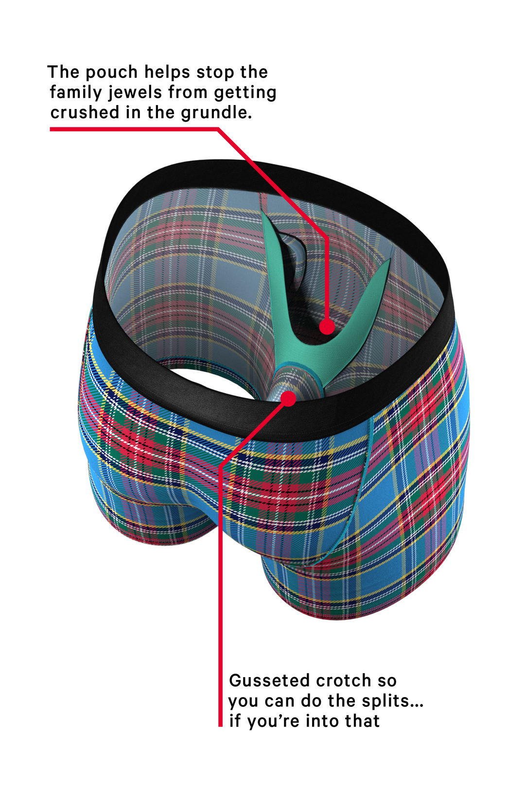 Shinesty The Crisscross Applesauce plaid Ball Hammock underwear with fly – men's plaid boxer briefs fly front