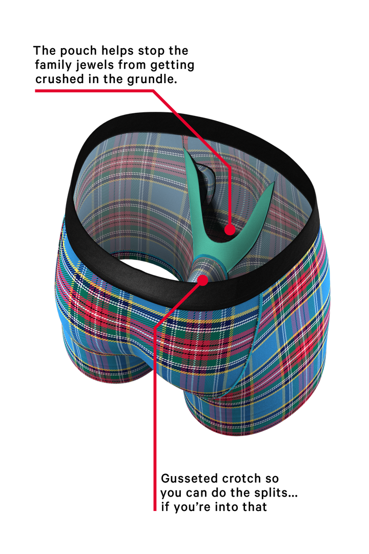 Shinesty The Crisscross Applesauce plaid Ball Hammock underwear with fly – men's plaid boxer briefs fly front