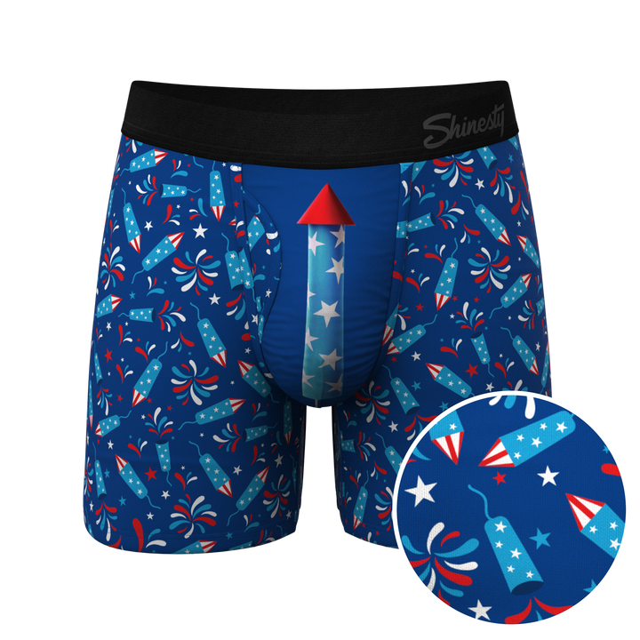Shinesty "The Crotch Rocket" USA Firecracker Ball Hammock® Pouch Underwear With Fly