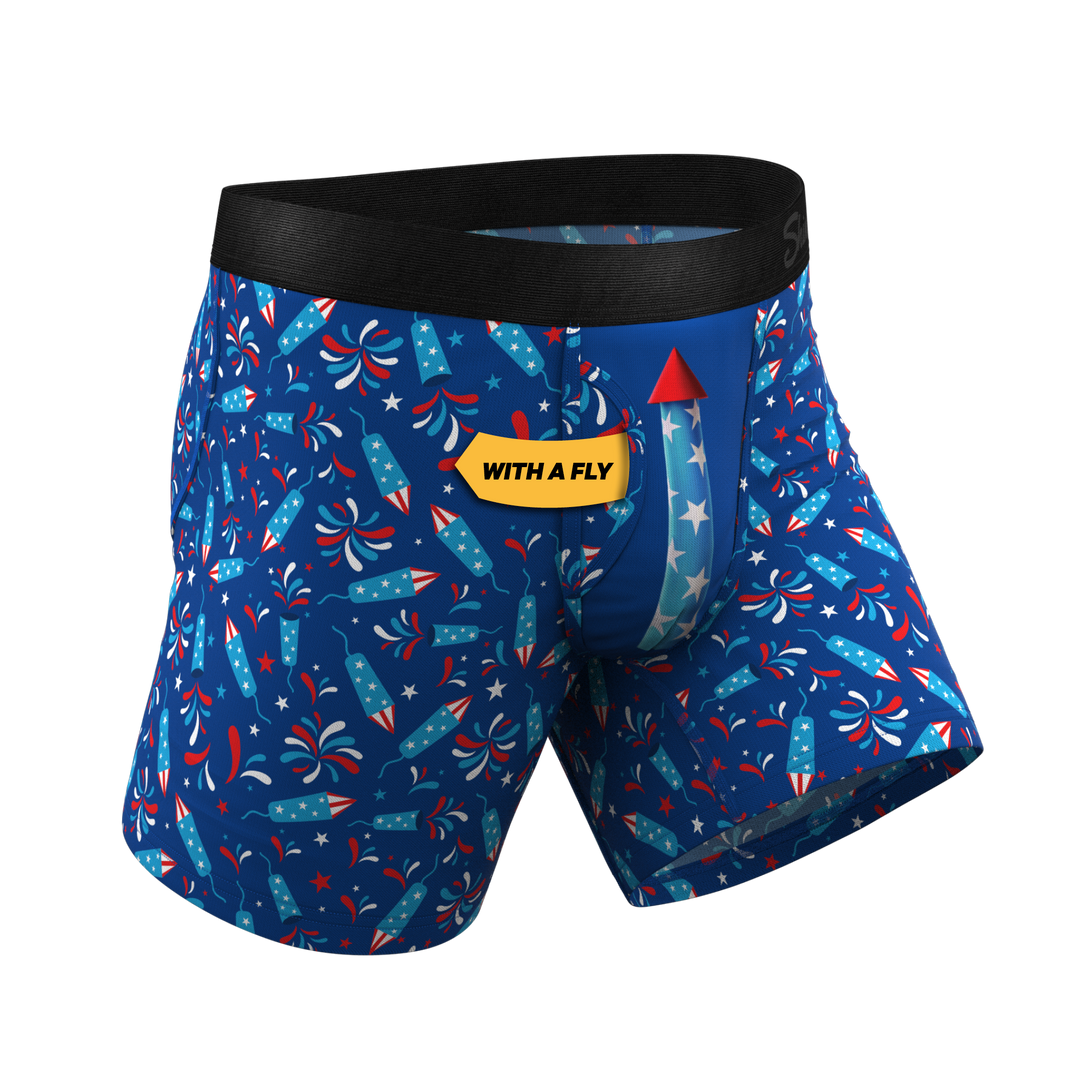 Shinesty "The Crotch Rocket" USA Firecracker Ball Hammock® Pouch Underwear With Fly