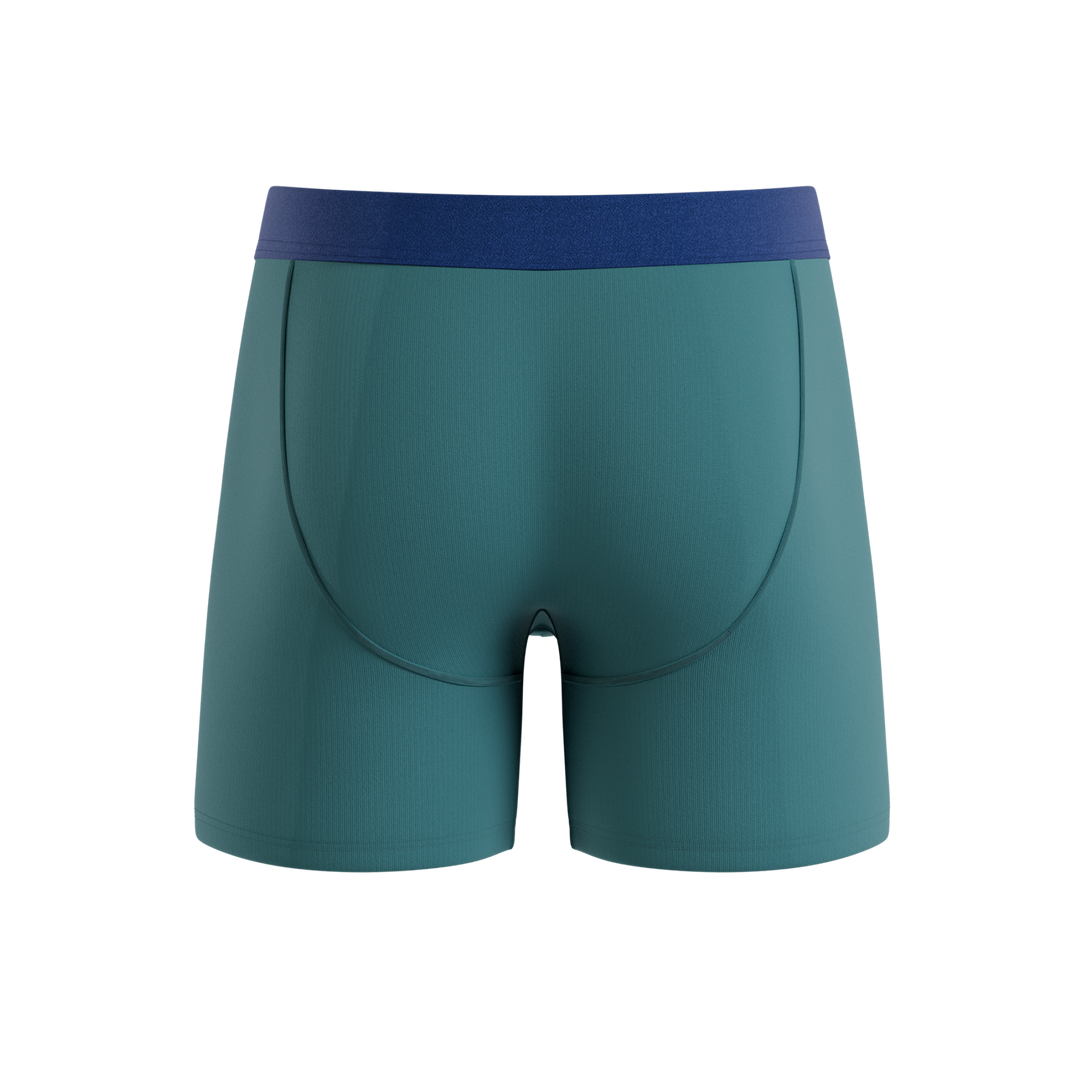 Shinesty The Curacao teal Ball Hammock underwear with fly – men's teal boxer briefs fly front