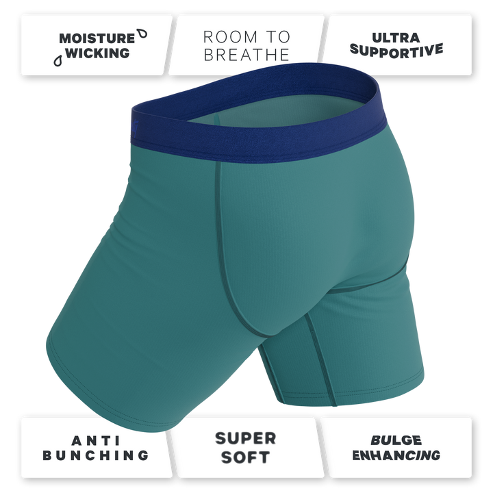 Shinesty "The Curacao" Teal Long Leg Ball Hammock® Pouch Underwear with Fly