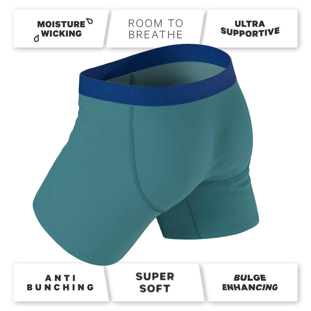 Shinesty The Curacao teal Ball Hammock pouch underwear – men's teal boxer briefs