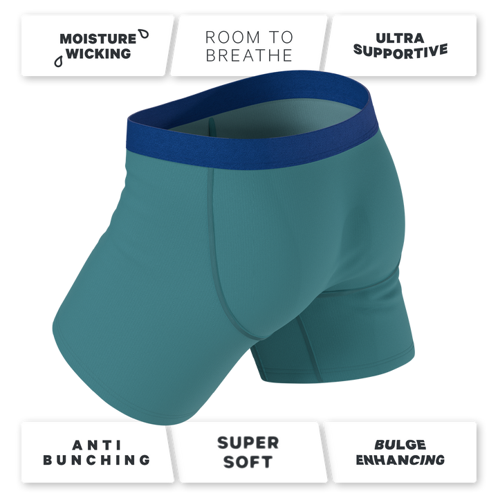 Shinesty The Curacao teal Ball Hammock pouch underwear – men's teal boxer briefs