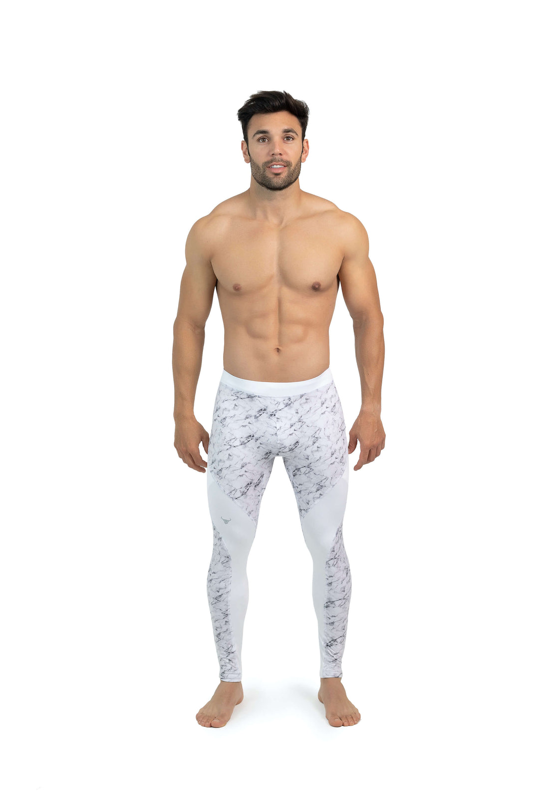 Matador Meggings "Marble" Men’s Compression Tights – High-Performance White Marble Athletic Leggings