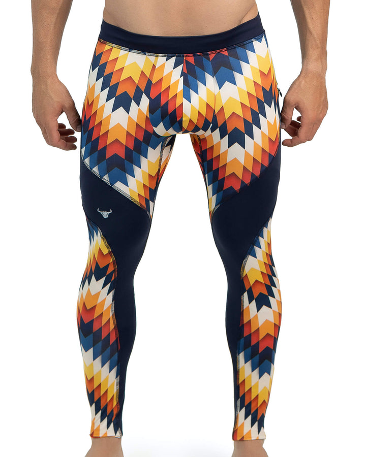 Matador Meggings "Arrow" Men’s Compression Leggings – Bold Printed Performance Tights for Festivals, Gym & Yoga