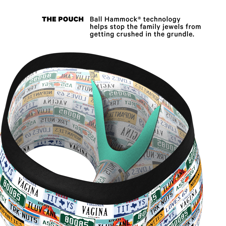 Shinesty "The DMV Catastrophe" License Plates Ball Hammock® Pouch Trunks Underwear