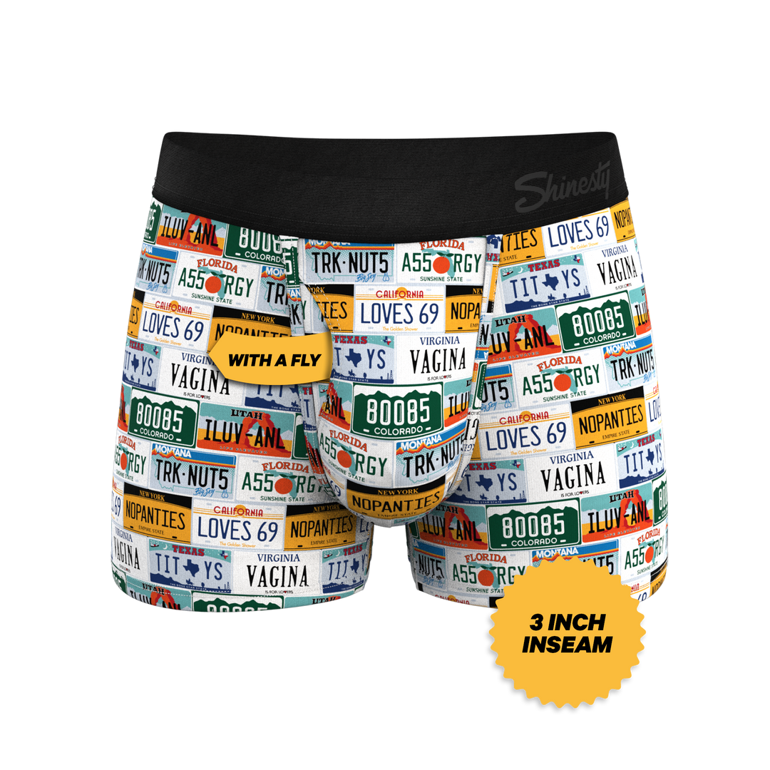 Shinesty "The DMV Catastrophe" License Plates Ball Hammock® Pouch Trunks Underwear