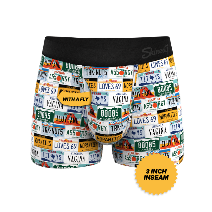 Shinesty "The DMV Catastrophe" License Plates Ball Hammock® Pouch Trunks Underwear