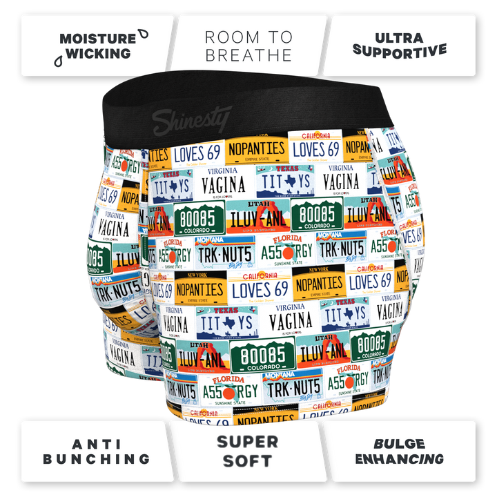 Shinesty "The DMV Catastrophe" License Plates Ball Hammock® Pouch Trunks Underwear