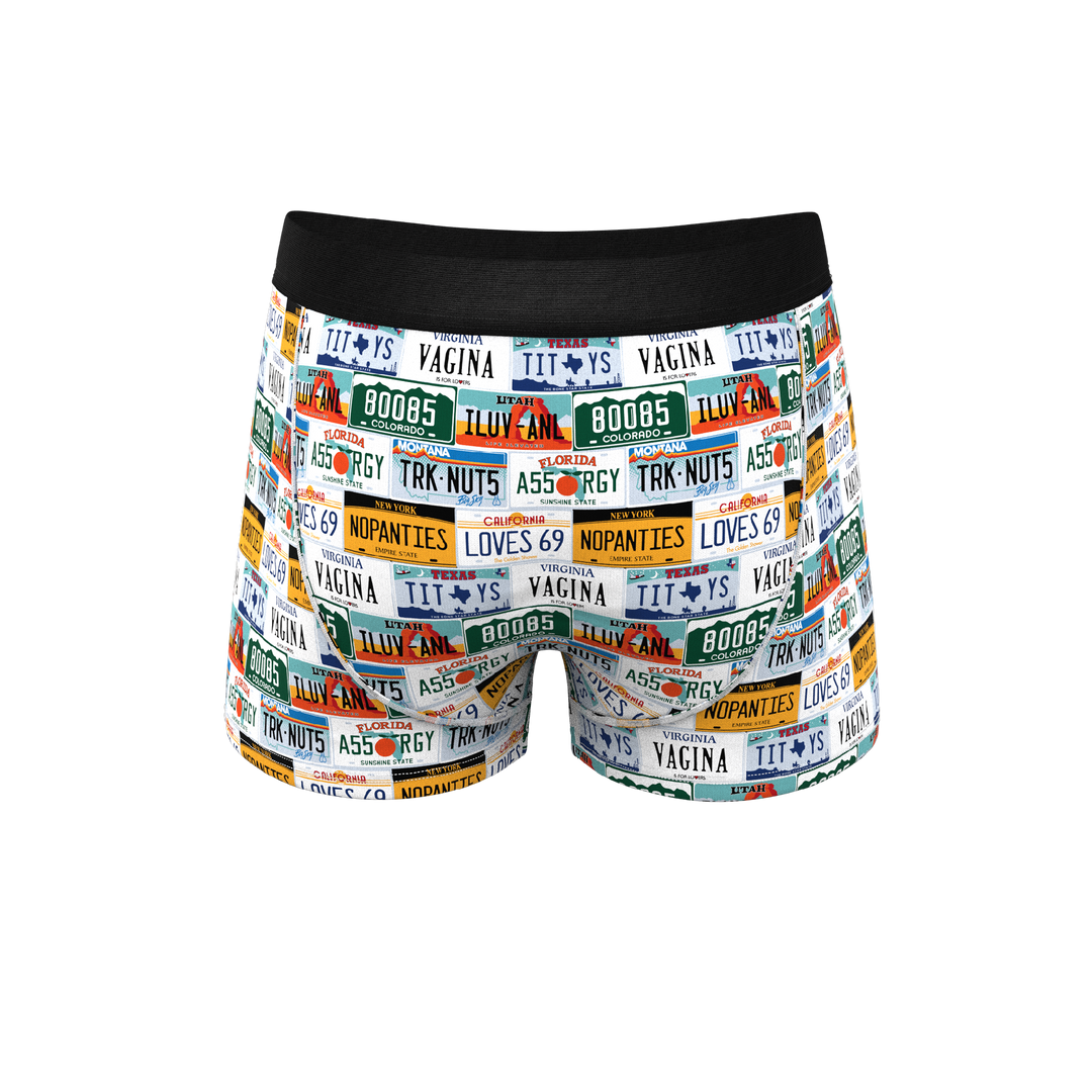 Shinesty "The DMV Catastrophe" License Plates Ball Hammock® Pouch Trunks Underwear