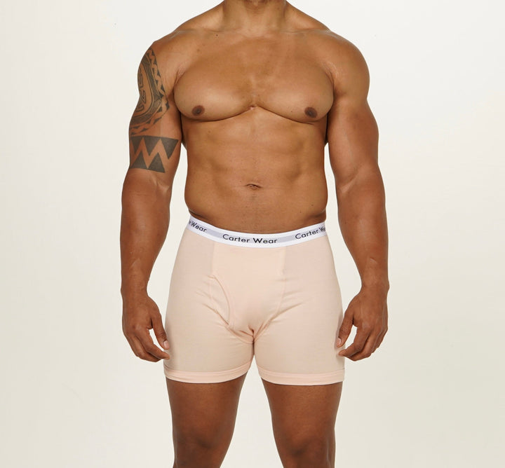 Carter Wear Men’s Apricot Ribbed Cotton Boxer Brief - Soft Support & Breathable Stretch Underwear