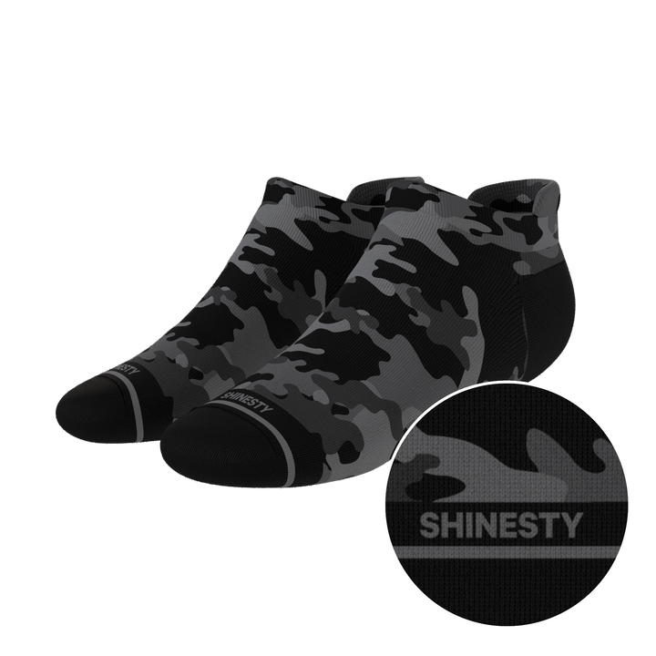 The Darkside | Black Camouflage Heel Hammock™ Ankle Socks