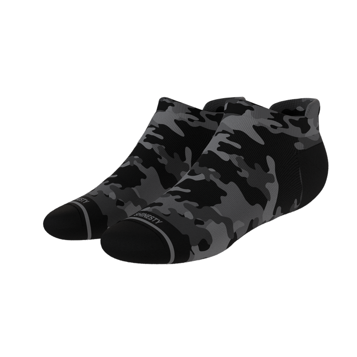 The Darkside | Black Camouflage Heel Hammock™ Ankle Socks