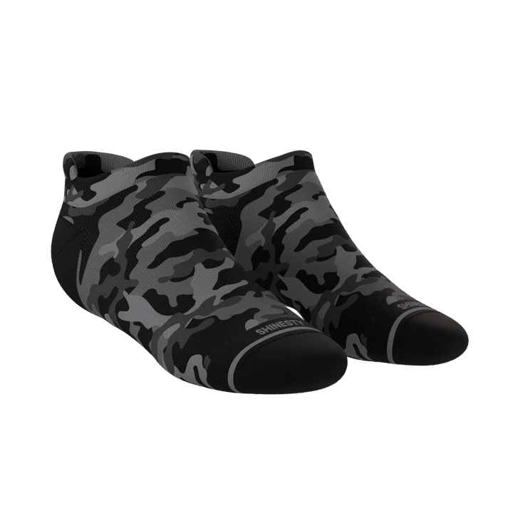 The Darkside | Black Camouflage Heel Hammock™ Ankle Socks