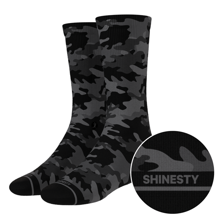 The Darkside | Black Camouflage Heel Hammock™ Crew Socks