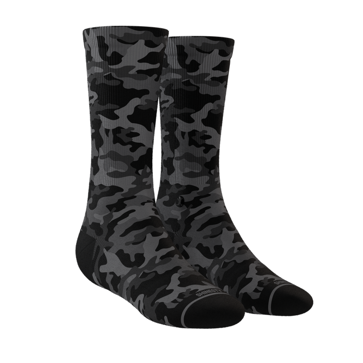 The Darkside | Black Camouflage Heel Hammock™ Crew Socks