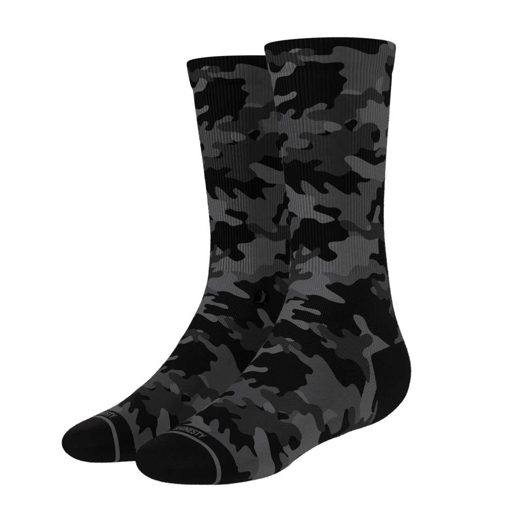 The Darkside | Black Camouflage Heel Hammock™ Crew Socks