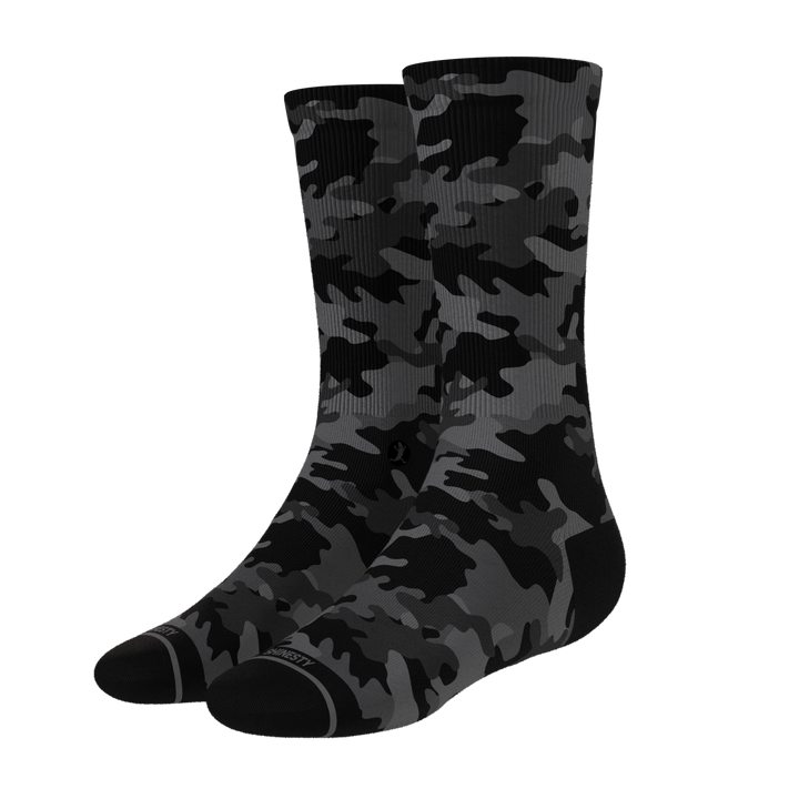 The Darkside | Black Camouflage Heel Hammock™ Crew Socks