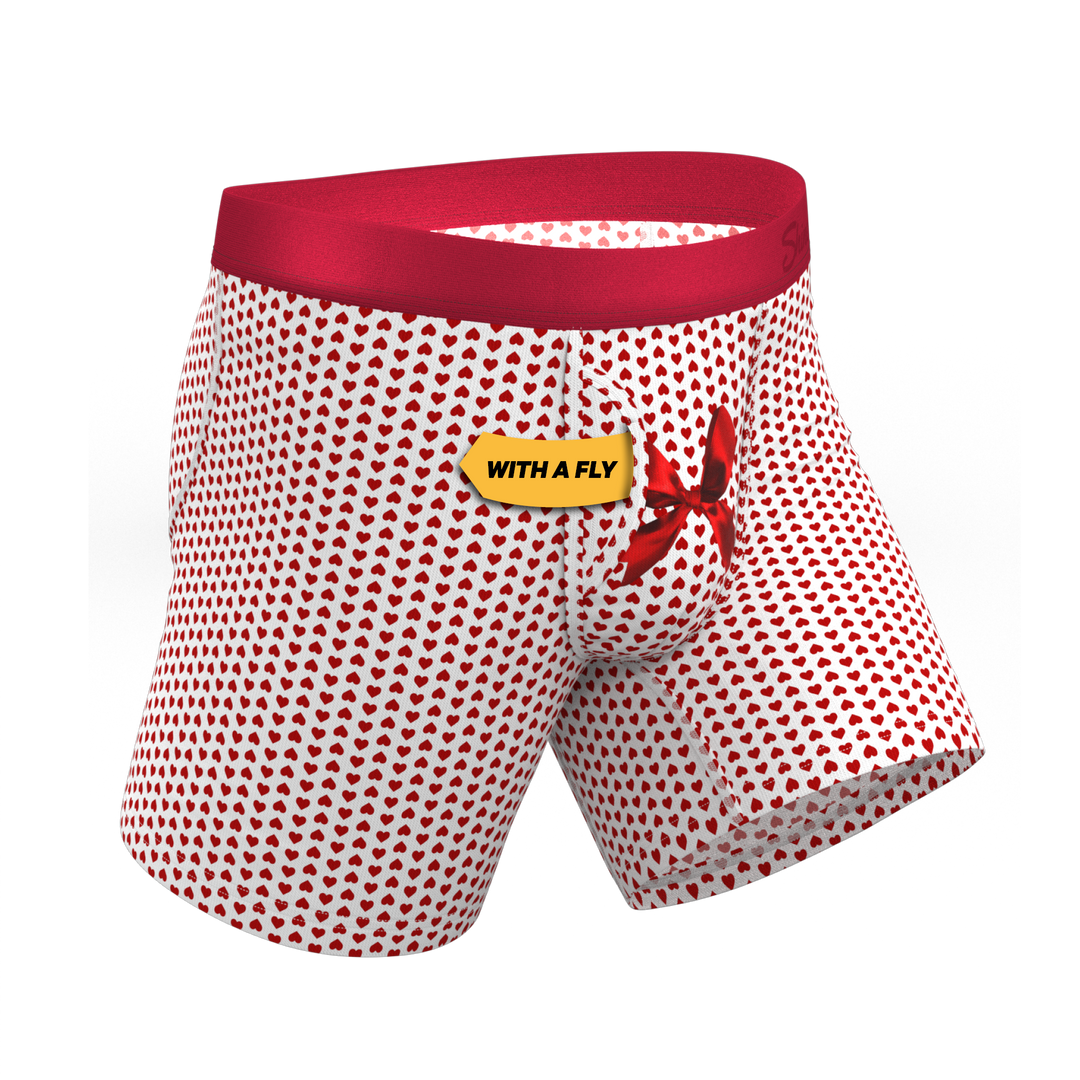 The Date Night: Valentine's Day Bow Print Ball Hammock® Pouch Boxer Briefs with Fly