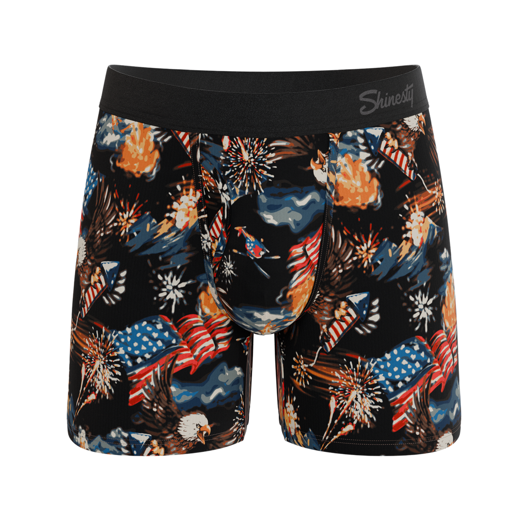 Shinesty The Declaration Americana eagles Ball Hammock boxer briefs with fly – patriotic