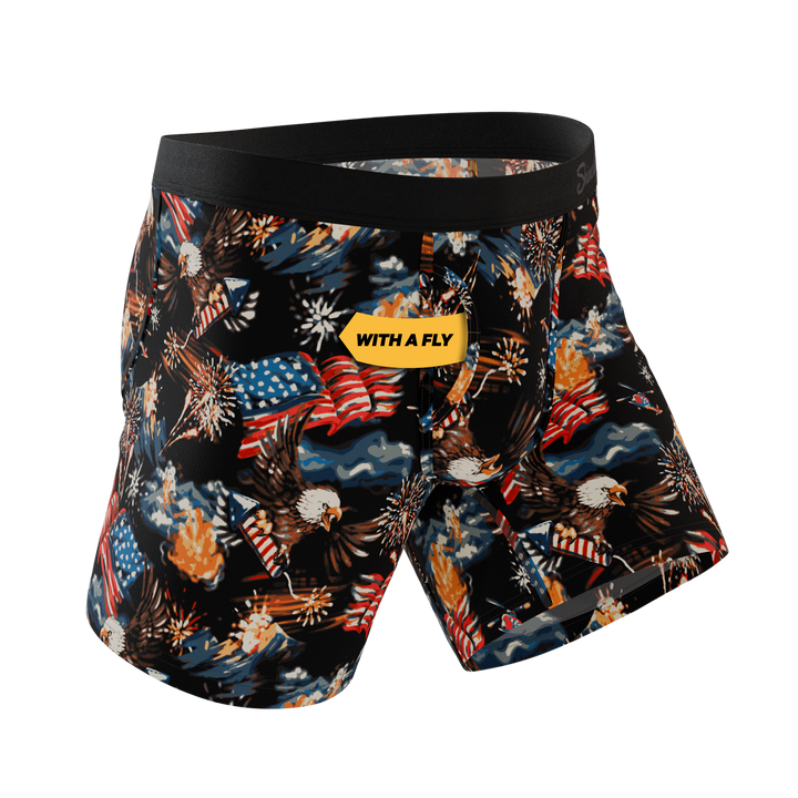 Shinesty The Declaration Americana eagles Ball Hammock boxer briefs with fly – patriotic