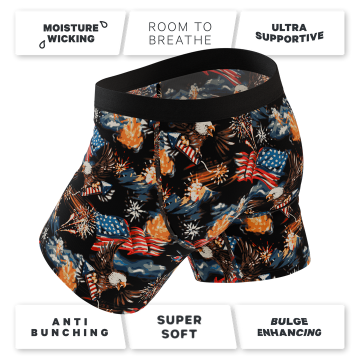 Shinesty The Declaration Americana eagles Ball Hammock boxer briefs with fly – patriotic